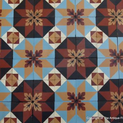 8.2m2 beautiful antique Perrusson ceramic floor - early 20th century