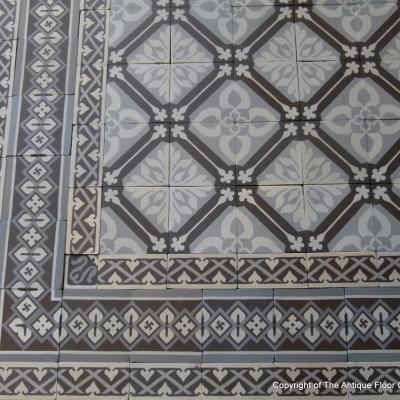 Large antique ceramic Boch Freres floor, 36.3 m2, early 20th century