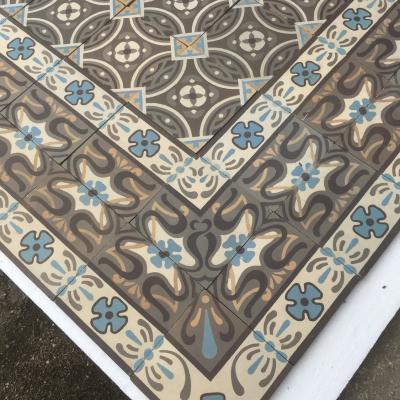 c.11.5m2 antique Belgian ceramic with back to back borders