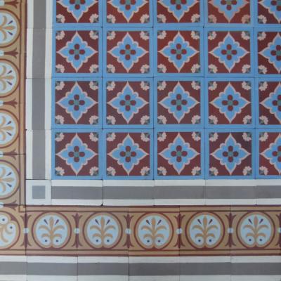 5.5m2 antique French Douvrin ceramic floor