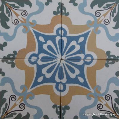 c.7m2+ antique French Maubeuge ceramic floor - early 20th century