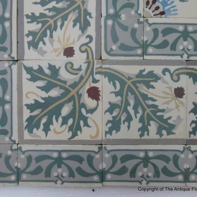 9m2 / 97 sq ft antique Belgian ceramic floor with triple borders