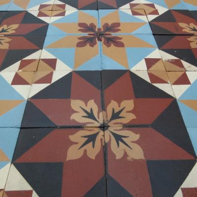 8.2m2 beautiful antique Perrusson ceramic floor - early 20th century