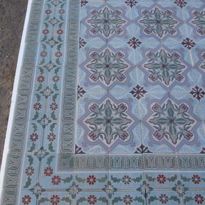 An impressive 11.75 m2 antique Belgian Art Nouveau floor