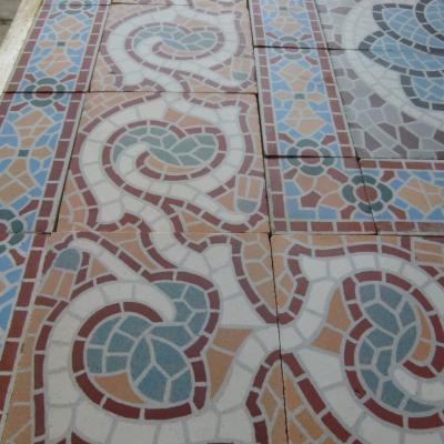 16m2 antique Belgian faux mosaique ceramic - late 19th century