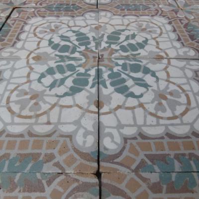 A c.10m2 / 105 sq ft. antique Belgian Morialme ceramic 