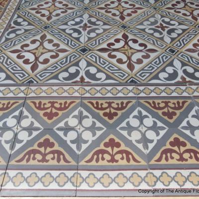 +/- 9m2 antique French ceramic floor c.1915-1920