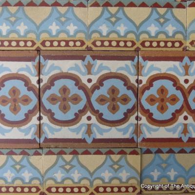 A 13.5m2/145 sq ft. antique French ceramic using two field tiles