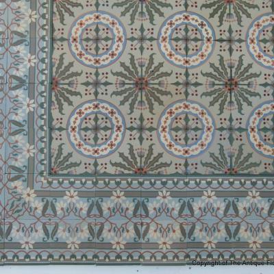 10m2 / 107 sq. ft antique floral themed Societe Amay ceramic