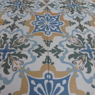 c.7m2+ antique French Maubeuge ceramic floor - early 20th century