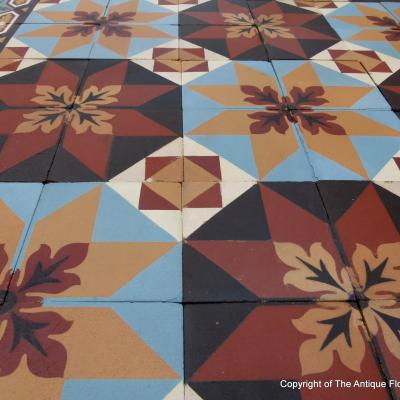 8.2m2 beautiful antique Perrusson ceramic floor - early 20th century