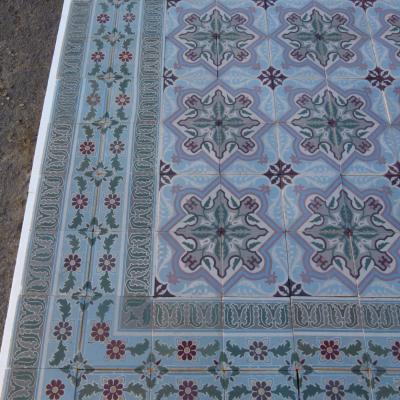 An impressive 11.75 m2 antique Belgian Art Nouveau floor