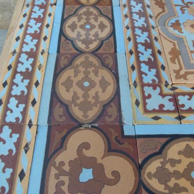 c.13.75m2 - Exquisite Boch Freres antique ceramic floor c.1890-1900