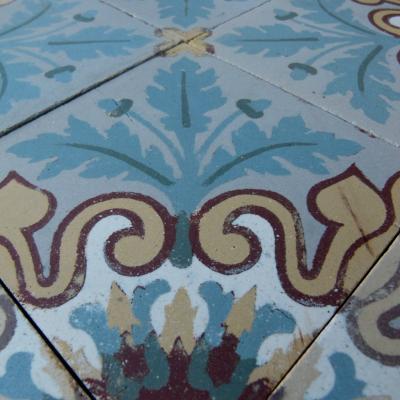 3.9m2 antique French Douzies Maubeuge ceramic tiles 