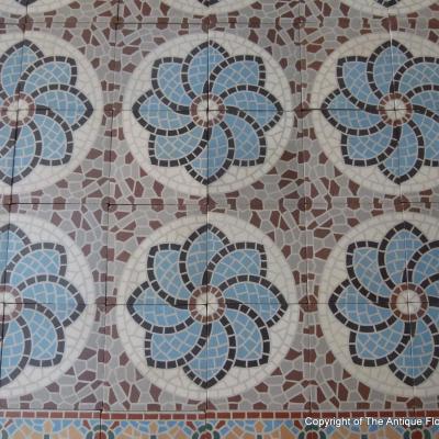 16m2 antique Belgian faux mosaique ceramic - late 19th century