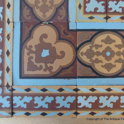 c.13.75m2 - Exquisite Boch Freres antique ceramic floor c.1890-1900