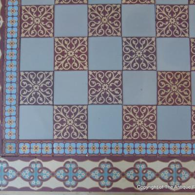 A 15m2 French Maubeuge damier ceramic c.1920-1925