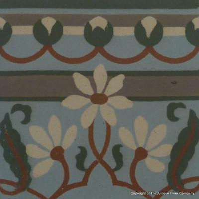 10m2 / 107 sq. ft antique floral themed Societe Amay ceramic
