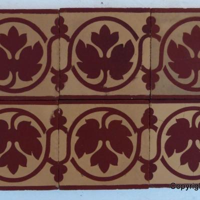 2m2 period French Perrusson floor of large 17cm square ceramic tiles