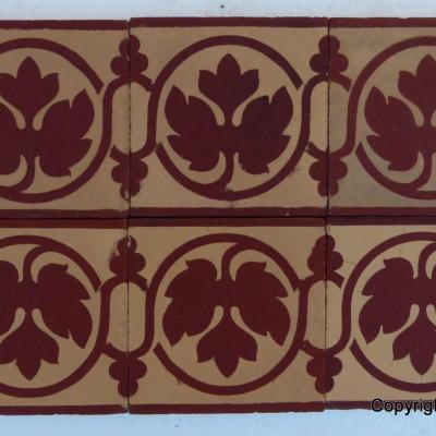 2m2 period French Perrusson floor of large 17cm square ceramic tiles