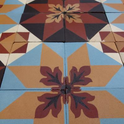 8.2m2 beautiful antique Perrusson ceramic floor - early 20th century