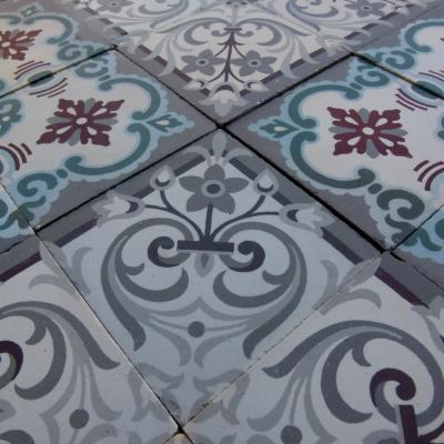 A small, 5m2, three motif antique French ceramic