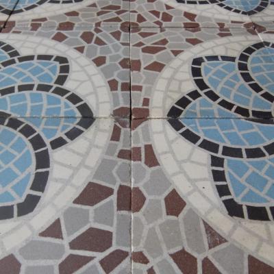 16m2 antique Belgian faux mosaique ceramic - late 19th century