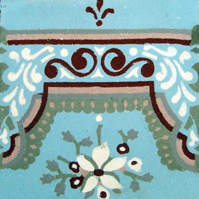 17.5m2 / 190 sqft floral themed antique ceramic encaustic floor c.1905