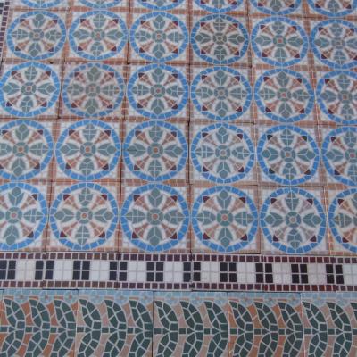 A 14.5m2 antique Belgian triple border ceramic - dated 1895