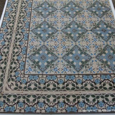 Large +/- 22.75m2 antique ceramic floor with same size border tiles