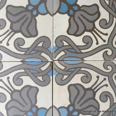 9.4m2 art nouveau Belgian ceramic floor - pre 1912