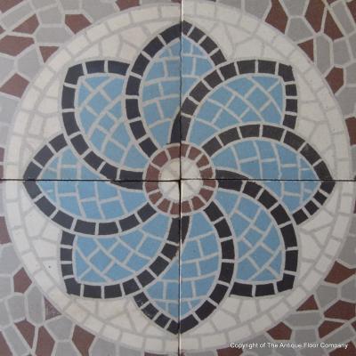 16m2 antique Belgian faux mosaique ceramic - late 19th century