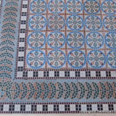 A 14.5m2 antique Belgian triple border ceramic - dated 1895