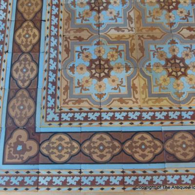 c.13.75m2 - Exquisite Boch Freres antique ceramic floor c.1890-1900