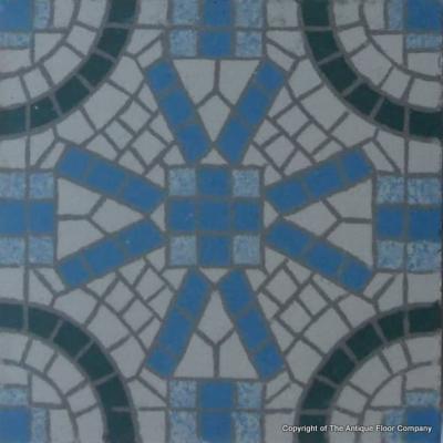 6m2 antique Belgian ceramic floor with triple borders