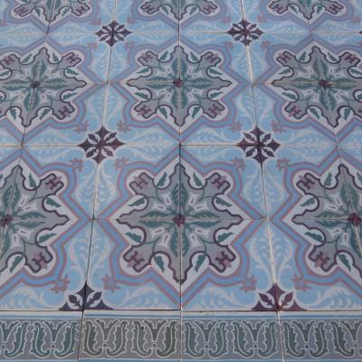 An impressive 11.75 m2 antique Belgian Art Nouveau floor