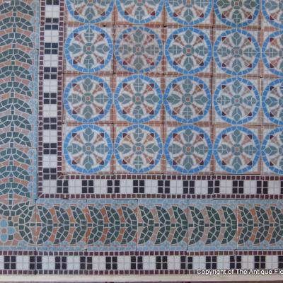 A 14.5m2 antique Belgian triple border ceramic - dated 1895