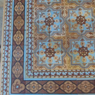 c.13.75m2 - Exquisite Boch Freres antique ceramic floor c.1890-1900