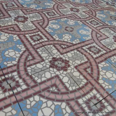 11m2 antique ceramic mosaic themed floor with triple borders