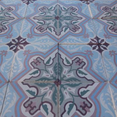 An impressive 11.75 m2 antique Belgian Art Nouveau floor