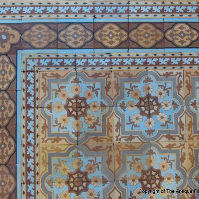 c.13.75m2 - Exquisite Boch Freres antique ceramic floor c.1890-1900