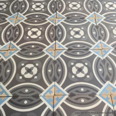 c.11.5m2 antique Belgian ceramic with back to back borders