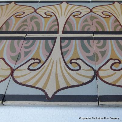 55 French Art Nouveau tiles in a pastel palette