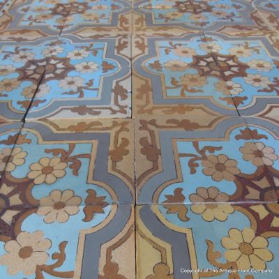 c.13.75m2 - Exquisite Boch Freres antique ceramic floor c.1890-1900