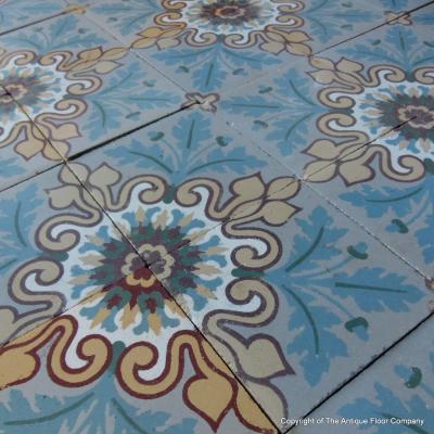 3.9m2 antique French Douzies Maubeuge ceramic tiles 