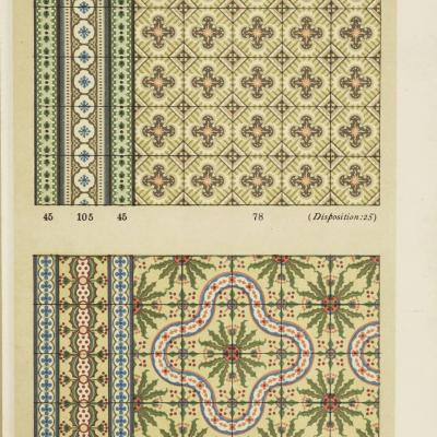 10m2 / 107 sq. ft antique floral themed Societe Amay ceramic