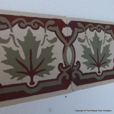 60 Maple leaf themed antique Belgian border tiles