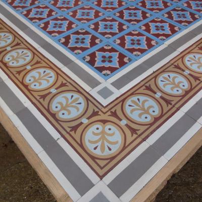 5.5m2 antique French Douvrin ceramic floor