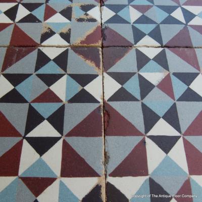 20.5m2 French Perrusson ceramic floor, beautiful patina 1910