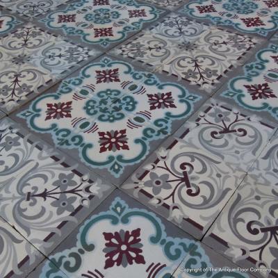 A small, 5m2, three motif antique French ceramic